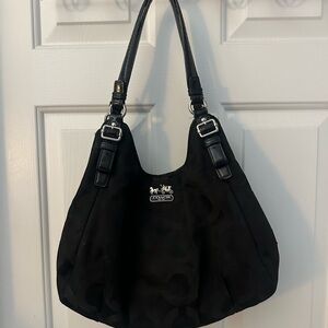 Black Signature Jacquard Coach Bag
